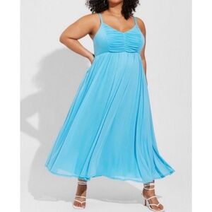 🆕 Soft Mesh Pleated Maxi Dress 1 1X 14 16 NWT Torrid New!